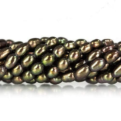4x3mm Olive Green Straight Drilled Oval Freshwater Pearls 15.5 inch 99 pieces (ONLINE ORDER ONLY)