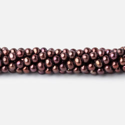 4x3mm Purplish Brown Side Drilled Off Round Freshwater Pearls 15 inch 108 beads (ONLINE ORDER ONLY)