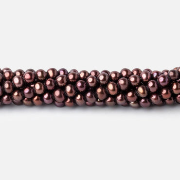 4x3mm Purplish Brown Side Drilled Off Round Freshwater Pearls 15 inch 108 beads (ONLINE ORDER ONLY)