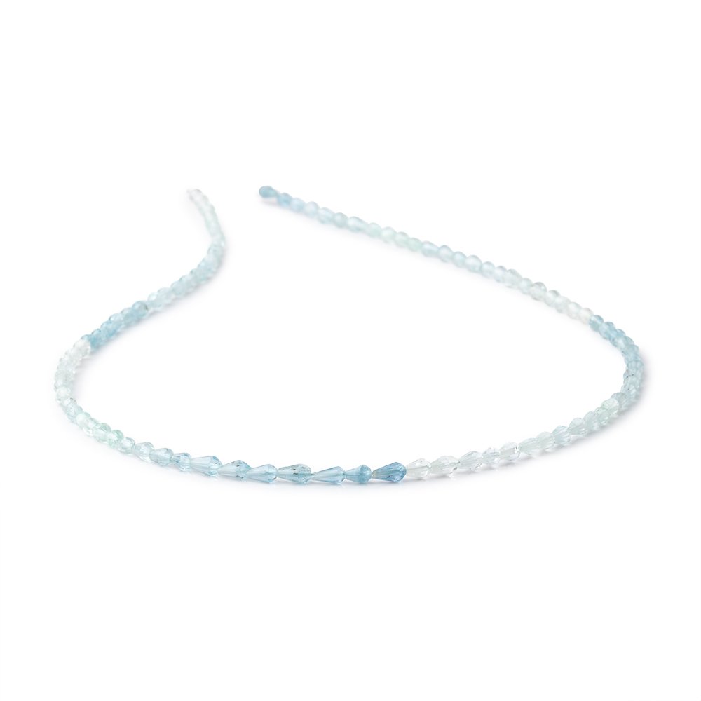 4x3mm Shaded Aquamarine Faceted Tear Drop Beads 14.5 inch 86 pieces (ONLINE ORDER ONLY)