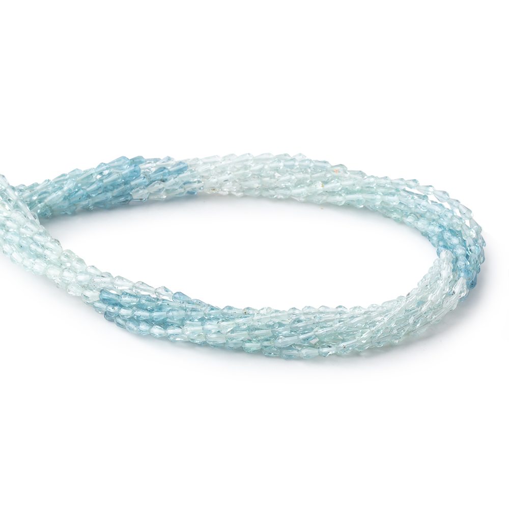 4x3mm Shaded Aquamarine Faceted Tear Drop Beads 14.5 inch 86 pieces (ONLINE ORDER ONLY)