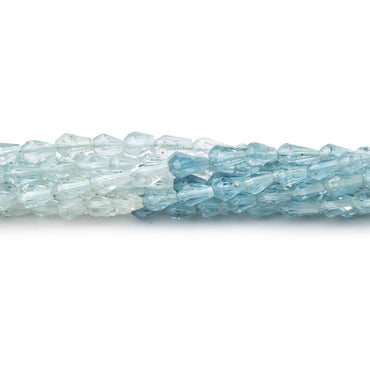 4x3mm Shaded Aquamarine Faceted Tear Drop Beads 14.5 inch 86 pieces (ONLINE ORDER ONLY)