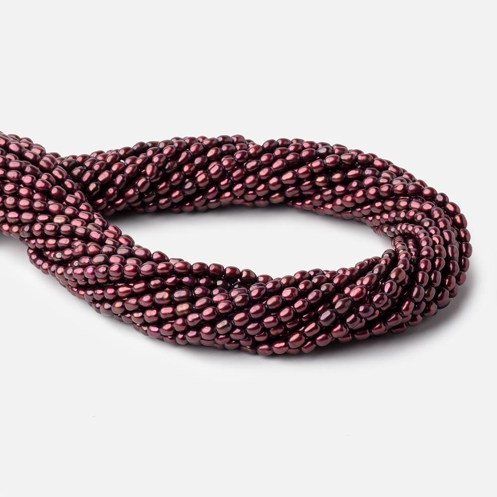 4x3mm Wine Red Oval Freshwater Pearl Beads 15 inch 78 pieces (ONLINE ORDER ONLY)