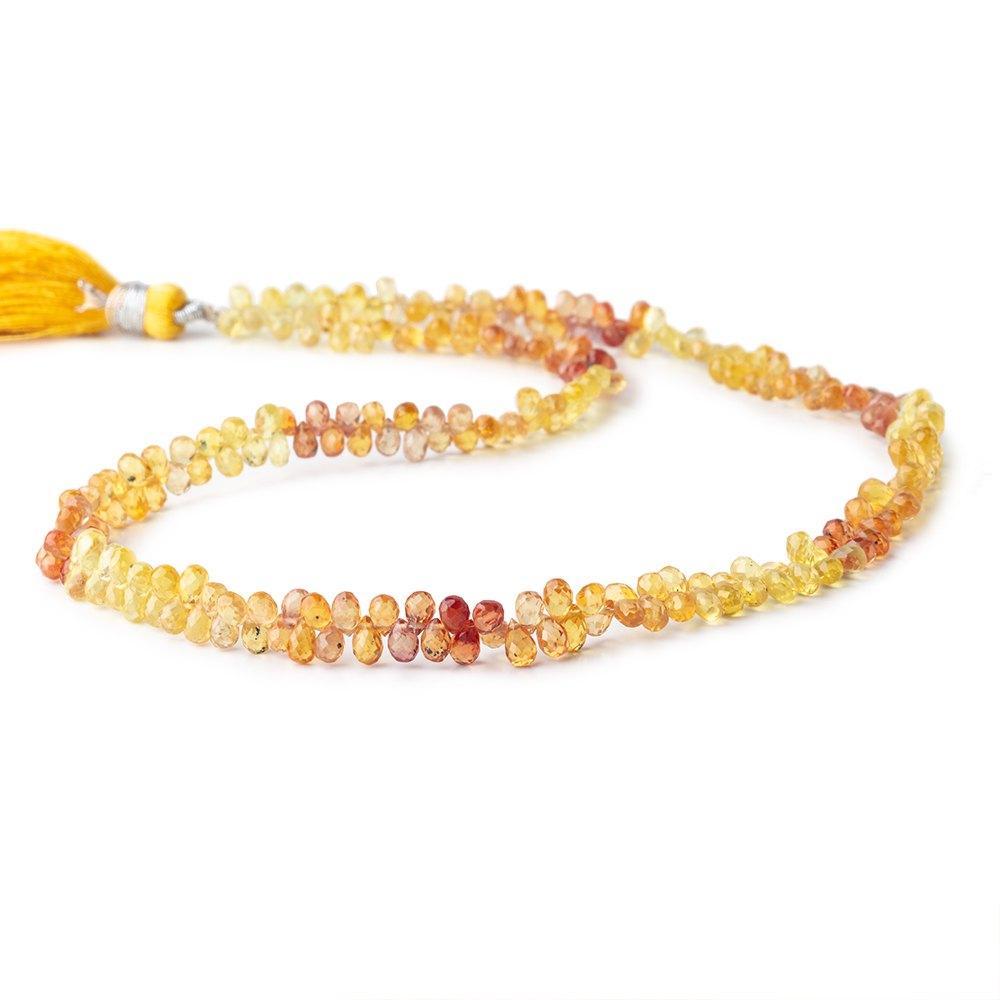 4x3mm Yellow & Orange Fancy Sapphire Faceted Tear Drops 16 inch 245 Beads AA (ONLINE ORDER ONLY)