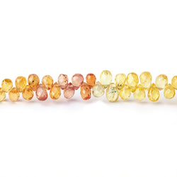 4x3mm Yellow & Orange Fancy Sapphire Faceted Tear Drops 16 inch 245 Beads AA (ONLINE ORDER ONLY)