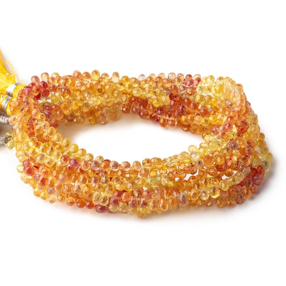4x3mm Yellow & Orange Fancy Sapphire Faceted Tear Drops 16 inch 245 Beads AA (ONLINE ORDER ONLY)