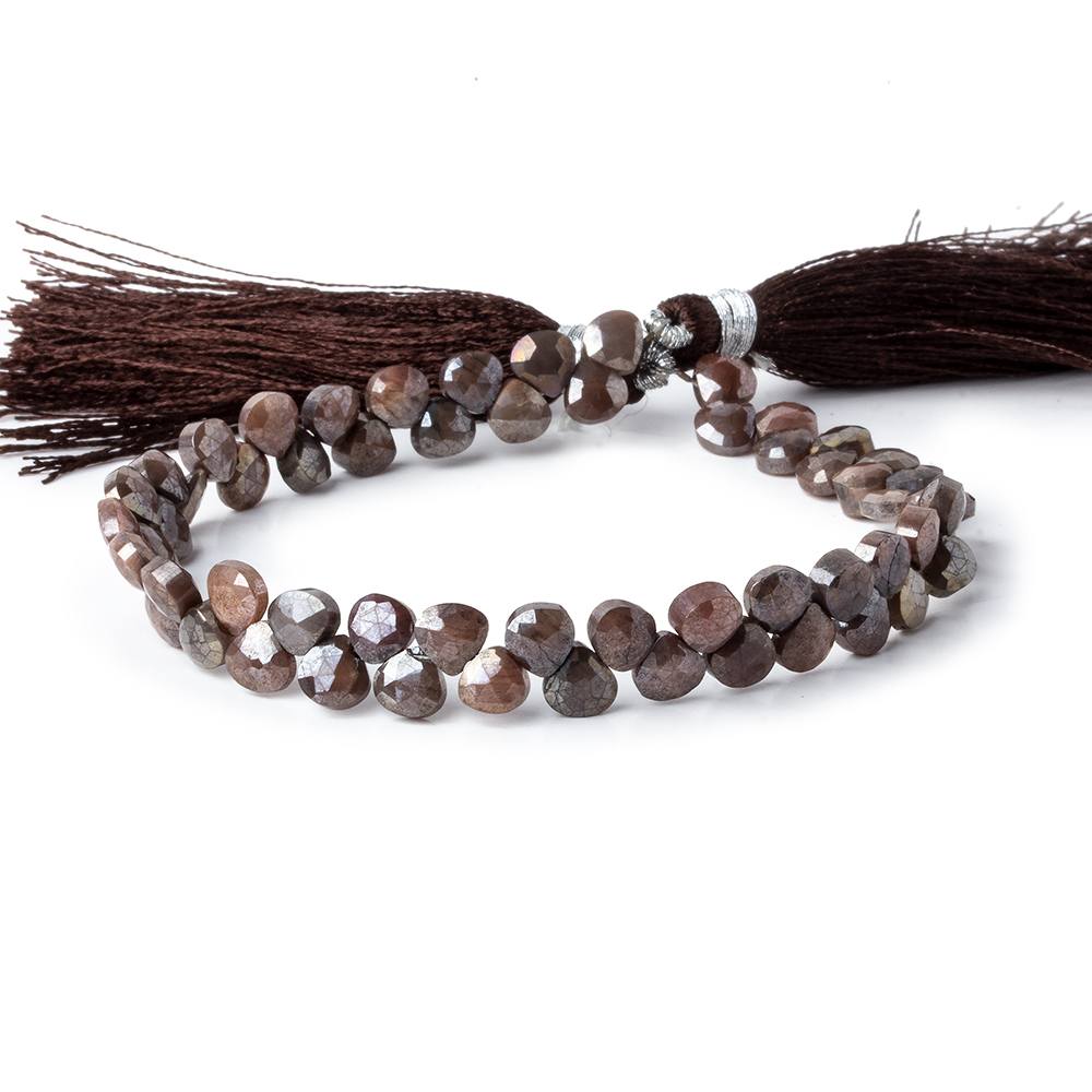 4x4-5x5mm Metallic Brown & Grey Moonstone petite faceted hearts 55 beads AA (ONLINE ORDER ONLY)