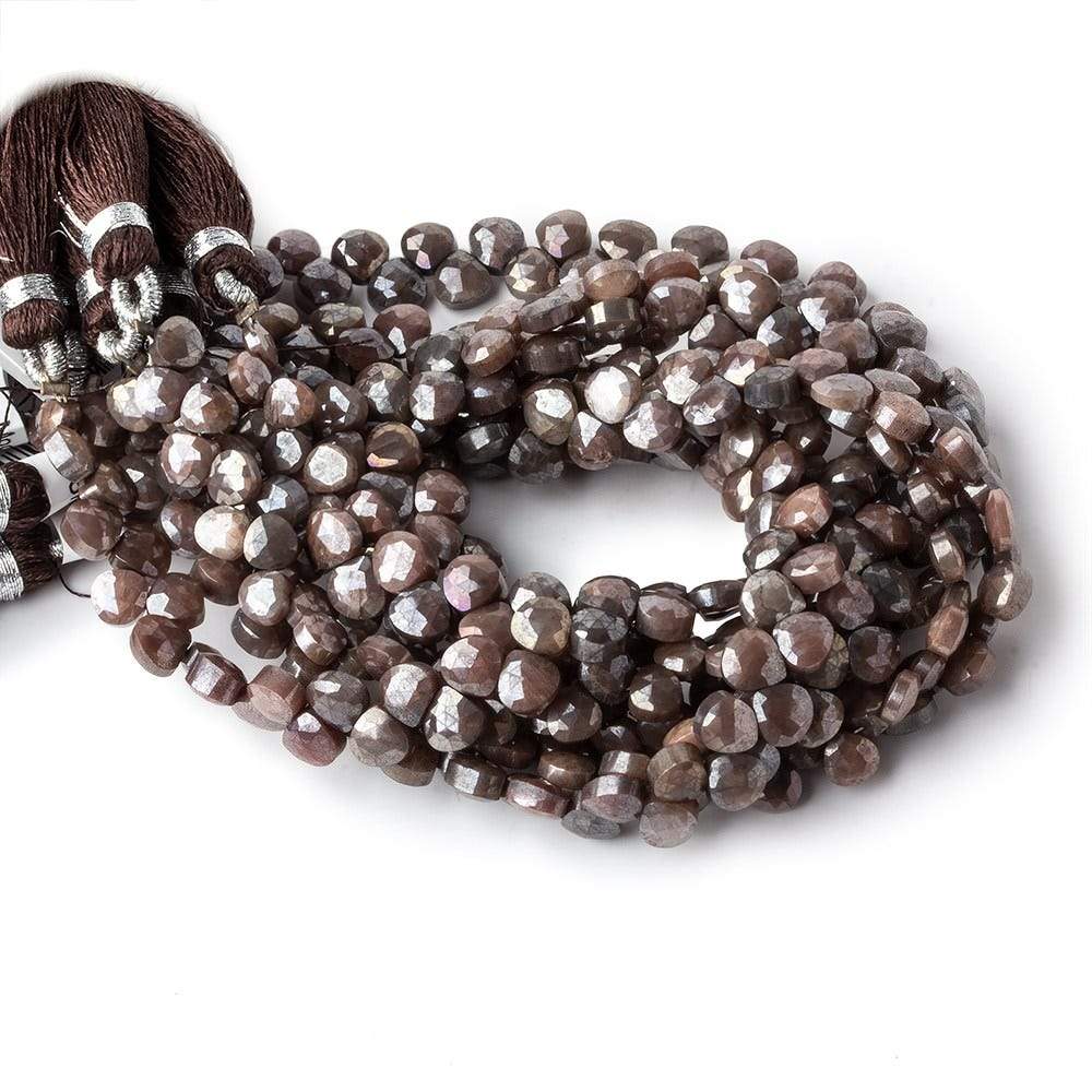4x4-5x5mm Metallic Brown & Grey Moonstone petite faceted hearts 55 beads AA (ONLINE ORDER ONLY)