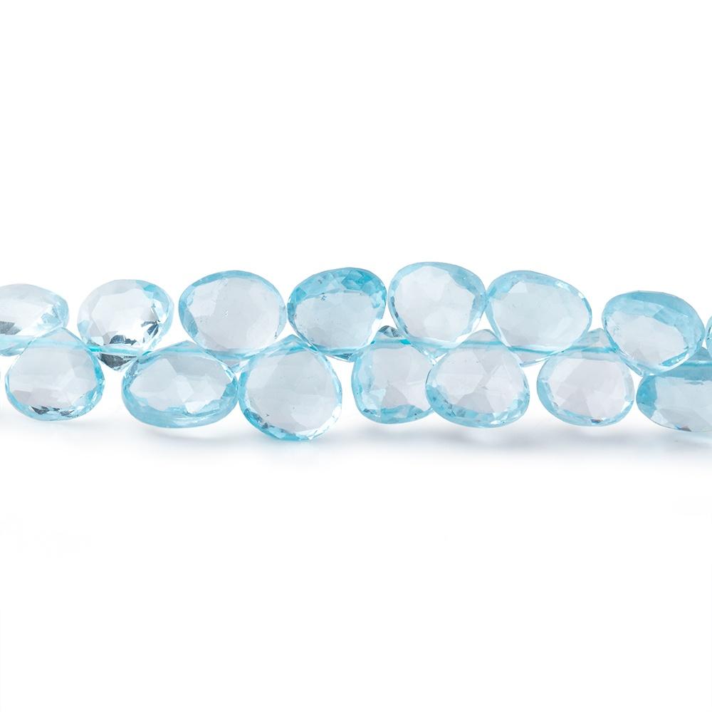 4x4-5x5mm Sky Blue Topaz Faceted Heart Beads 8 inch 58 pieces  AAA (ONLINE ORDER ONLY)