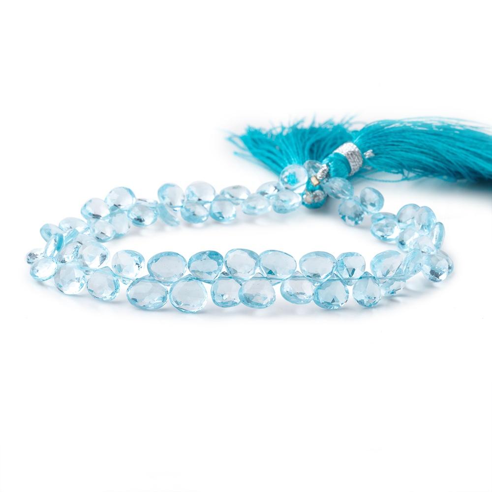 4x4-5x5mm Sky Blue Topaz Faceted Heart Beads 8 inch 58 pieces  AAA (ONLINE ORDER ONLY)