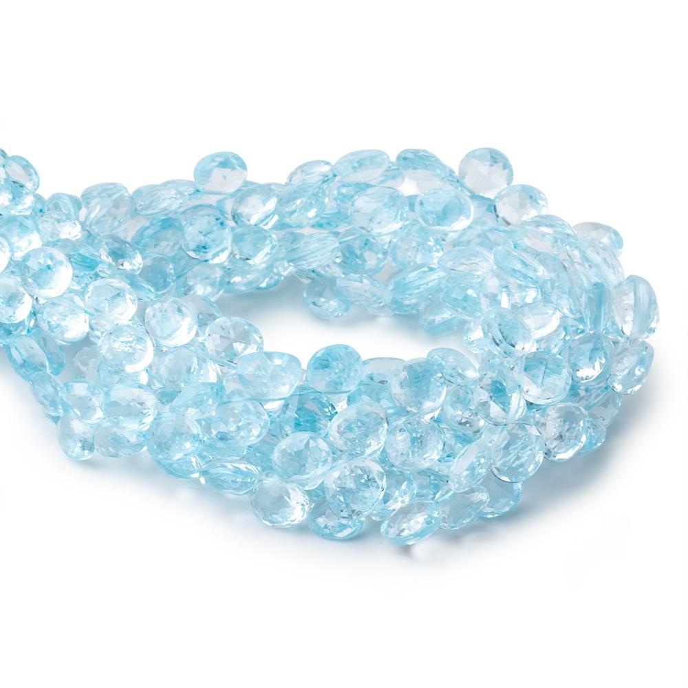 4x4-5x5mm Sky Blue Topaz Faceted Heart Beads 8 inch 58 pieces  AAA (ONLINE ORDER ONLY)
