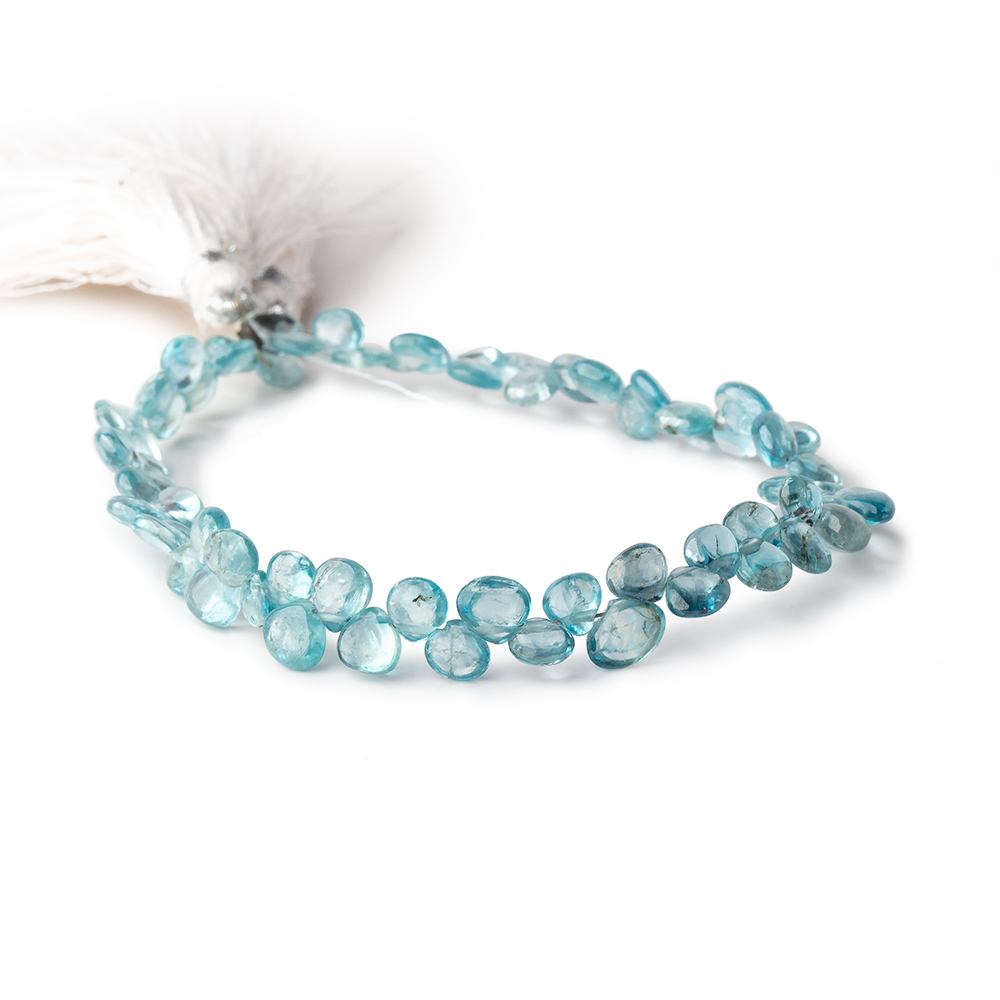 4x4-6x6mm Blue Zircon plain heart beads 7.5 inch 66 pieces (ONLINE ORDER ONLY)