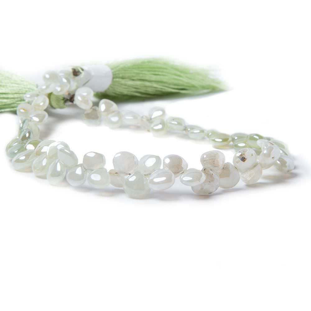 4x4-6x6mm Mystic Prehnite plain heart beads 8 inch 68 pieces (ONLINE ORDER ONLY)