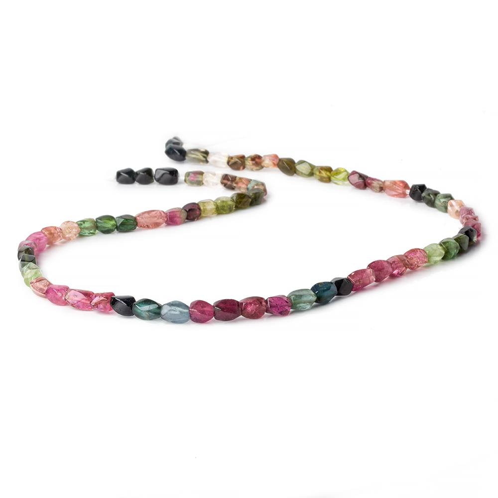 4x4-7x5mm Multi Color Tourmaline faceted Twists 16 inch 65 beads A (ONLINE ORDER ONLY)