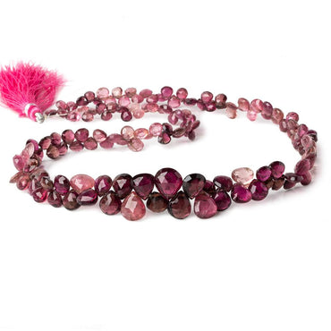 3.5-9mm Shaded Rubellite Tourmaline faceted hearts 17 inch 148 beads AAA (ONLINE ORDER ONLY)