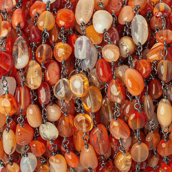 4x3-5x4mm Mexican Fire Opal plain nugget Black Gold on Silver .925 Chain (ONLINE ORDER ONLY)