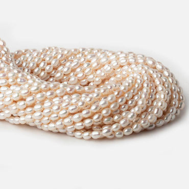 3.5x4.5mm Rose' Cream Straight Drill Oval Freshwater Pearl 15.5 inch 73 pieces A (ONLINE ORDER ONLY)