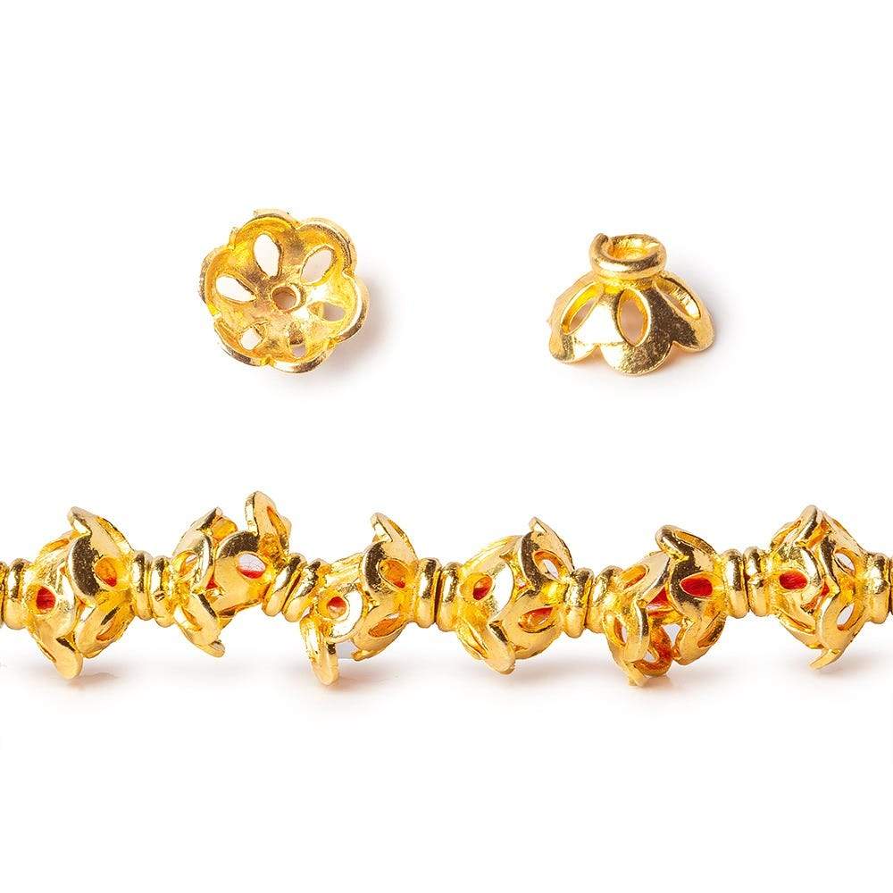 4x7mm 22kt Gold Plated Copper Bead Cap Flower Cut Petals 8 inch 68 pieces (ONLINE ORDER ONLY)
