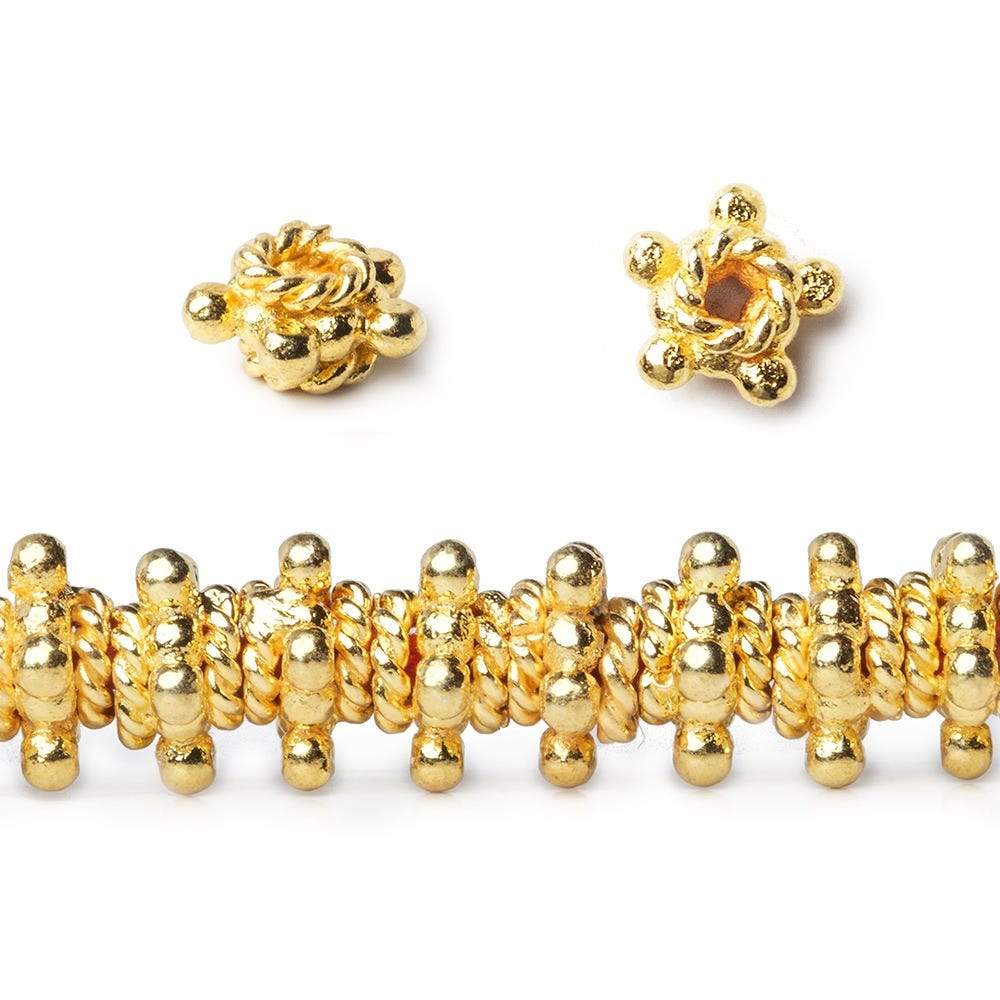 4x7mm 22kt Gold Plated Copper Star Spacer with Twisted Rope Rings 8 inch 51 pieces (ONLINE ORDER ONLY)
