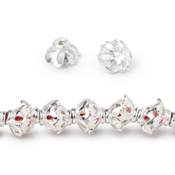 4x7mm Sterling Silver Plated Copper Flower Cut Petal Bead Cap 8 inch 60 Beads (ONLINE ORDER ONLY)