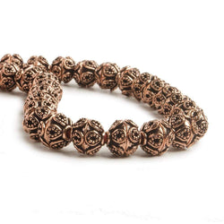 4x7x7mm Antiqued Copper Bead Cap with Bali Miligrain Design 8 inch 54 pcs (ONLINE ORDER ONLY)