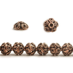 4x7x7mm Antiqued Copper Bead Cap with Bali Miligrain Design 8 inch 54 pcs (ONLINE ORDER ONLY)