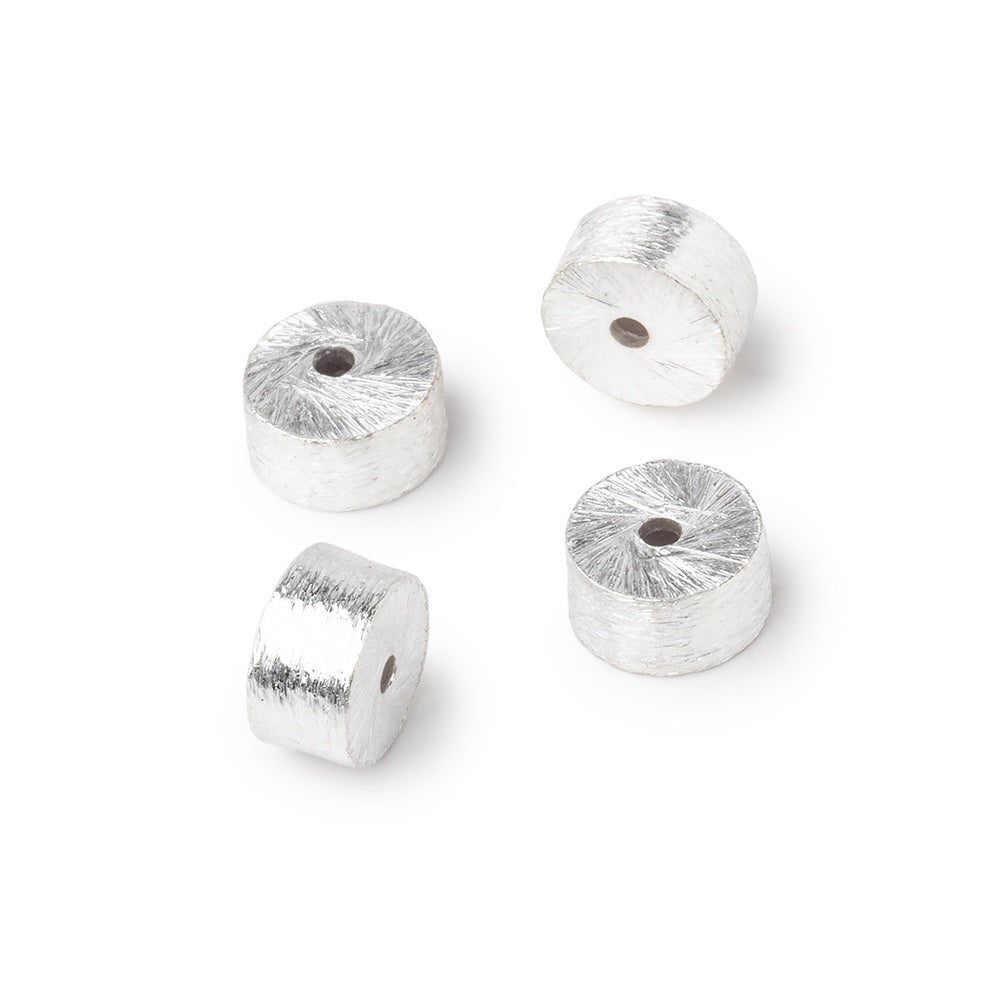 4x8mm Sterling Silver Plated Copper Brushed Tube Set of 4 Beads (ONLINE ORDER ONLY)
