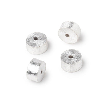 4x8mm Sterling Silver Plated Copper Brushed Tube Set of 4 Beads (ONLINE ORDER ONLY)
