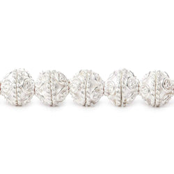 4x8x8mm Sterling Silver Plated Copper Bead Cap, Bali Design 8 inch 52 beads (ONLINE ORDER ONLY)