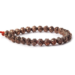 4x9mm Antiqued Copper Circular Design Bead Cap 8 inch 50 pcs (ONLINE ORDER ONLY)