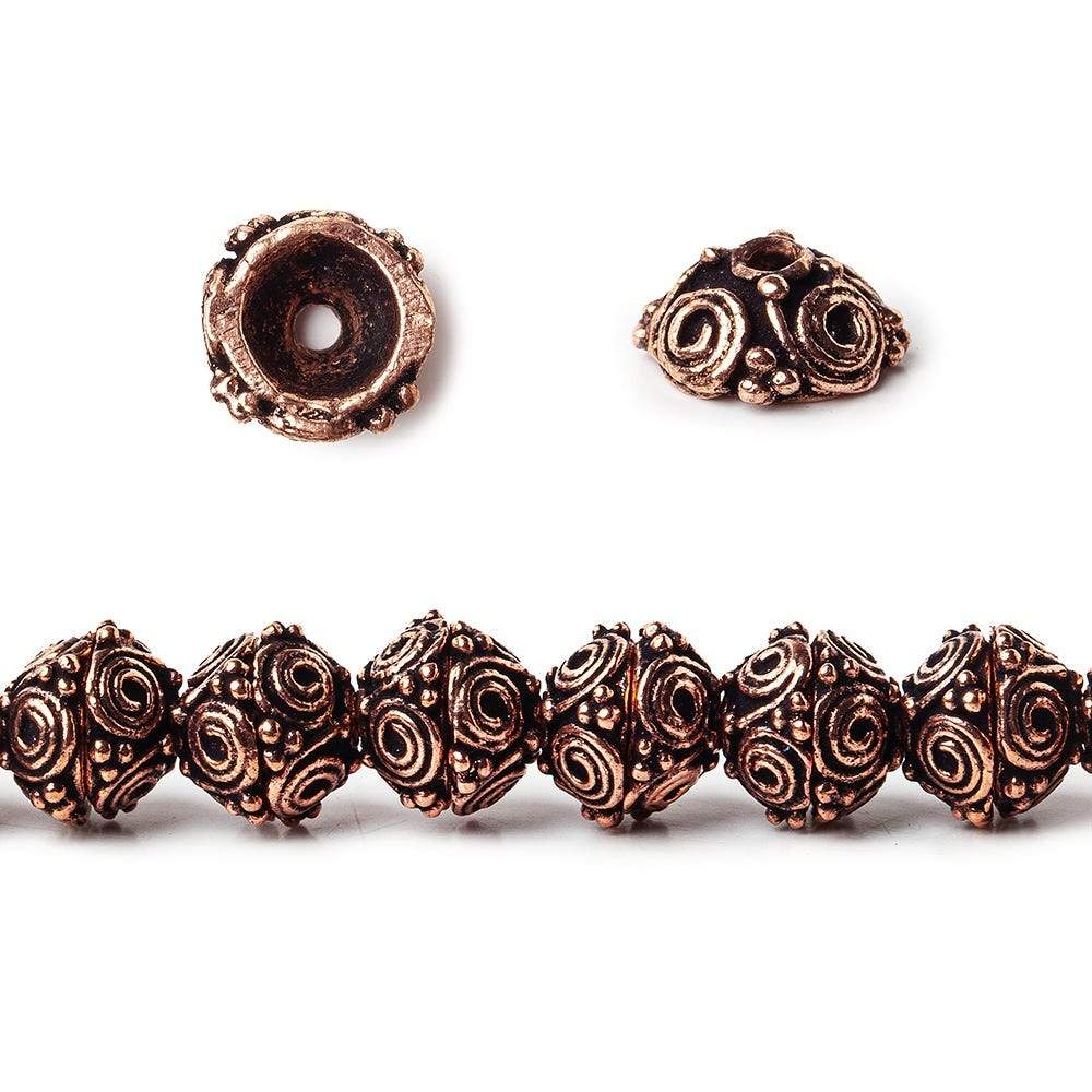 4x9mm Antiqued Copper Circular Design Bead Cap 8 inch 50 pcs (ONLINE ORDER ONLY)