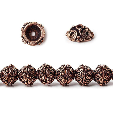 4x9mm Antiqued Copper Circular Design Bead Cap 8 inch 50 pcs (ONLINE ORDER ONLY)