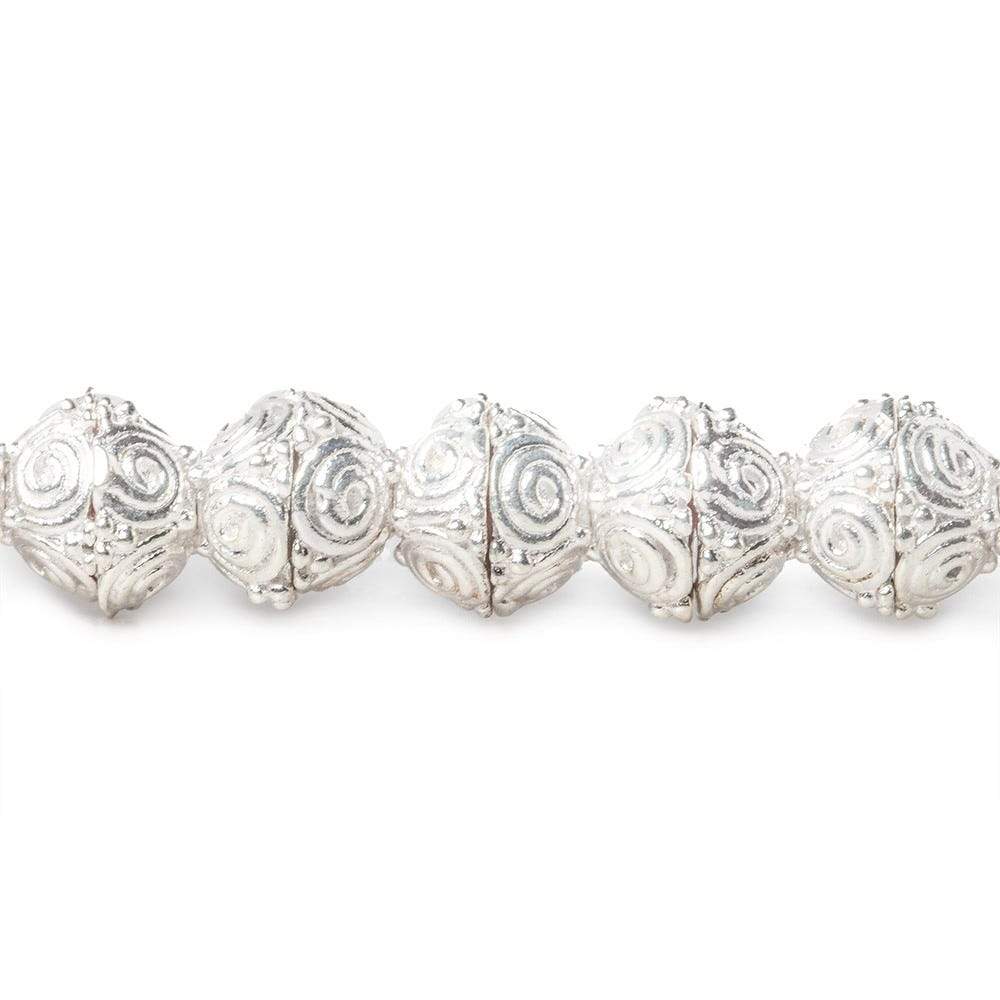 4x9mm Sterling Silver Plated Copper Circular Design Bead Cap 8 inch 50 beads (ONLINE ORDER ONLY)