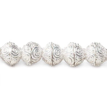 4x9mm Sterling Silver Plated Copper Circular Design Bead Cap 8 inch 50 beads (ONLINE ORDER ONLY)