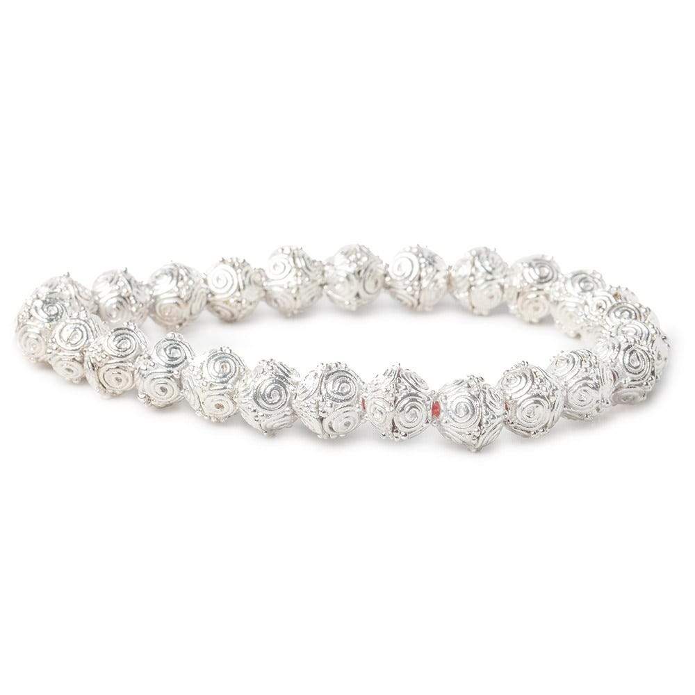 4x9mm Sterling Silver Plated Copper Circular Design Bead Cap 8 inch 50 beads (ONLINE ORDER ONLY)