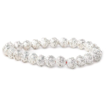 4x9mm Sterling Silver Plated Copper Circular Design Bead Cap 8 inch 50 beads (ONLINE ORDER ONLY)