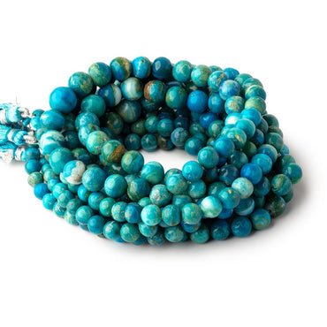 5-10mm Blue Peruvian Opalina Plain Round Beads 18 inch 60 pieces 1mm Hole (ONLINE ORDER ONLY)
