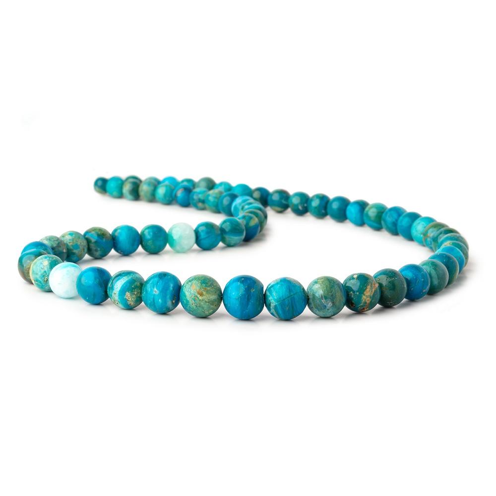 5-10mm Blue Peruvian Opalina Plain Round Beads 18 inch 60 pieces 1mm Hole (ONLINE ORDER ONLY)