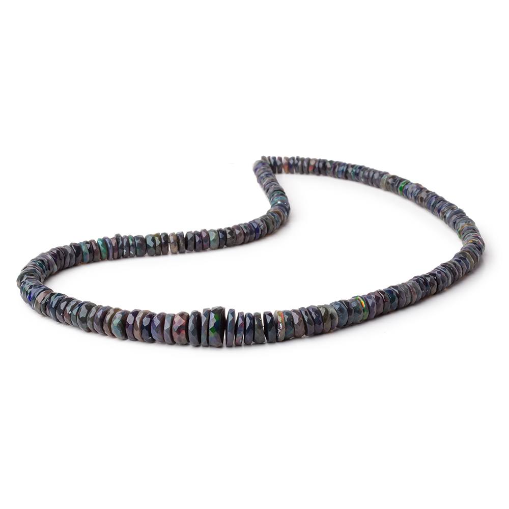 5-10mm Ethiopian Wollo Black Opal Faceted Heishi Beads 16 inch 206 pieces AA (ONLINE ORDER ONLY)
