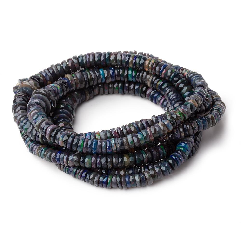 5-10mm Ethiopian Wollo Black Opal Faceted Heishi Beads 16 inch 206 pieces AA (ONLINE ORDER ONLY)