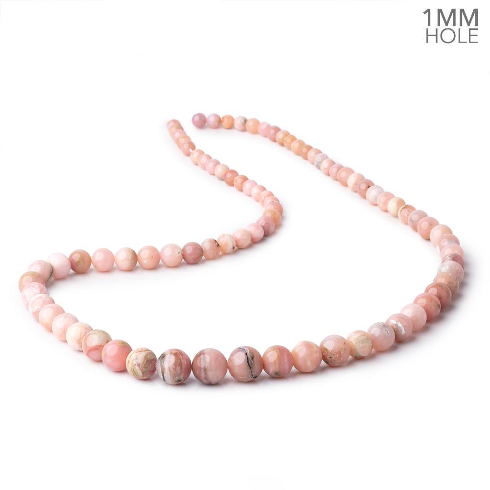 5-10mm Pink Peruvian Opal Plain Round Beads 20 inch 69 pieces AA 1mm Hole (ONLINE ORDER ONLY)