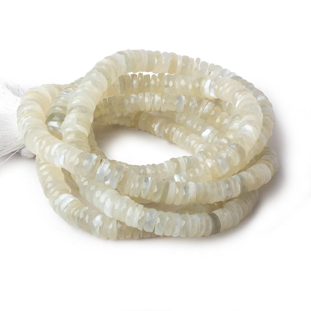 5-10mm White Moonstone faceted rondelle beads 15.5 inch 170 pieces (ONLINE ORDER ONLY)