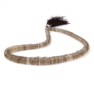5-11.5mm Smoky Quartz German Cut Plain Rondelles 16 inch 230 Beads (ONLINE ORDER ONLY)
