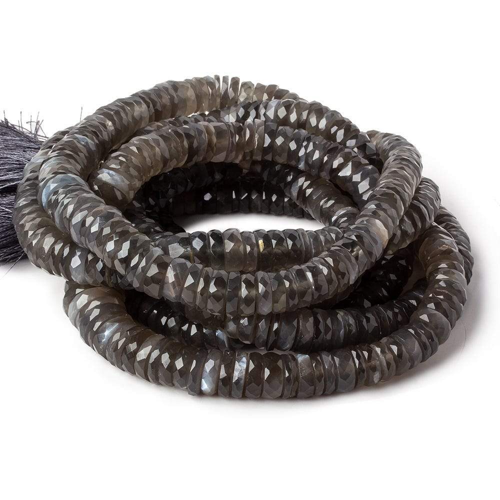 5-11mm Platinum Grey Moonstone faceted Heshi 16 inch 145 beads AA (ONLINE ORDER ONLY)
