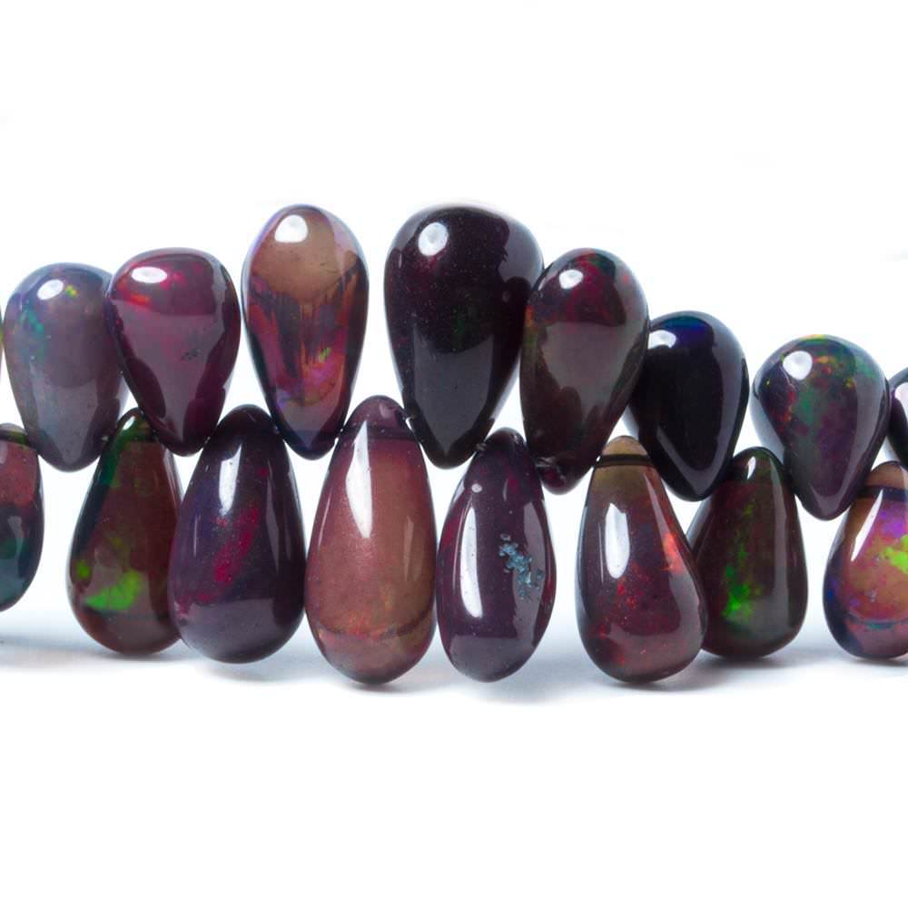 5 - 13mm Black Ethiopian Opal Plain Tear Drop Beads 162 pieces AAA Grade (ONLINE ORDER ONLY)