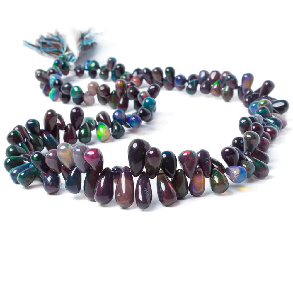 5 - 13mm Black Ethiopian Opal Plain Tear Drop Beads 162 pieces AAA Grade (ONLINE ORDER ONLY)