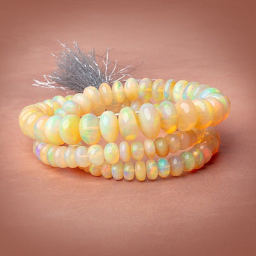 5-13mm Golden Ethiopian Opal Plain Rondelle 20 inch 100 Beads AAA (ONLINE ORDER ONLY)