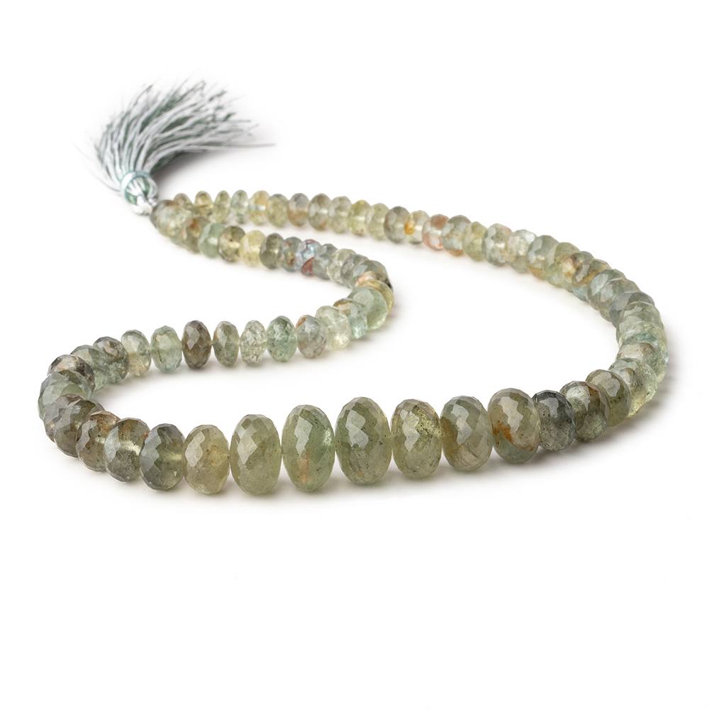 5-13mm Moss Aquamarine faceted rondelles 14 inch 78 Beads (ONLINE ORDER ONLY)