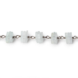 5-5.5mm Aquamarine Square Heishi Trio on Black Gold .925 Silver Chain (ONLINE ORDER ONLY)