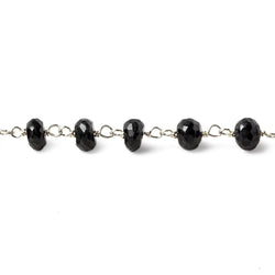 5-5.5mm Black Spinel faceted rondelle Silver Chain by the foot 34 pieces (ONLINE ORDER ONLY)